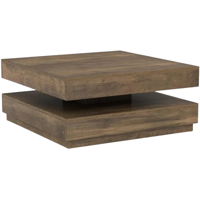 Table basse carrée avec plateau pivotant et plateau inférieur