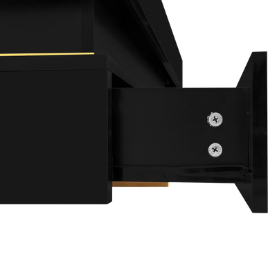 Table basse carrée noire et dorée avec rangements design