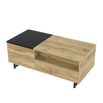 Table basse relevable en bois et métal avec LED