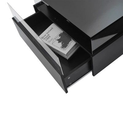 Table basse carrée avec vitrine et LED