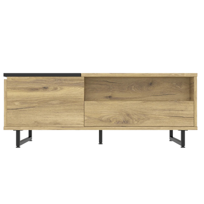 Table basse relevable en bois et métal avec LED