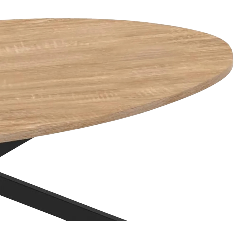 Table basse ovale design en bois et métal