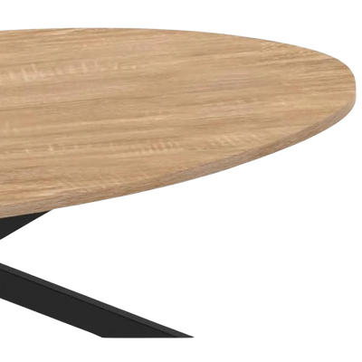 Table basse ovale design en bois et métal