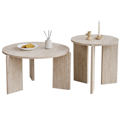Table basse gigogne ronde en bois design scandinave
