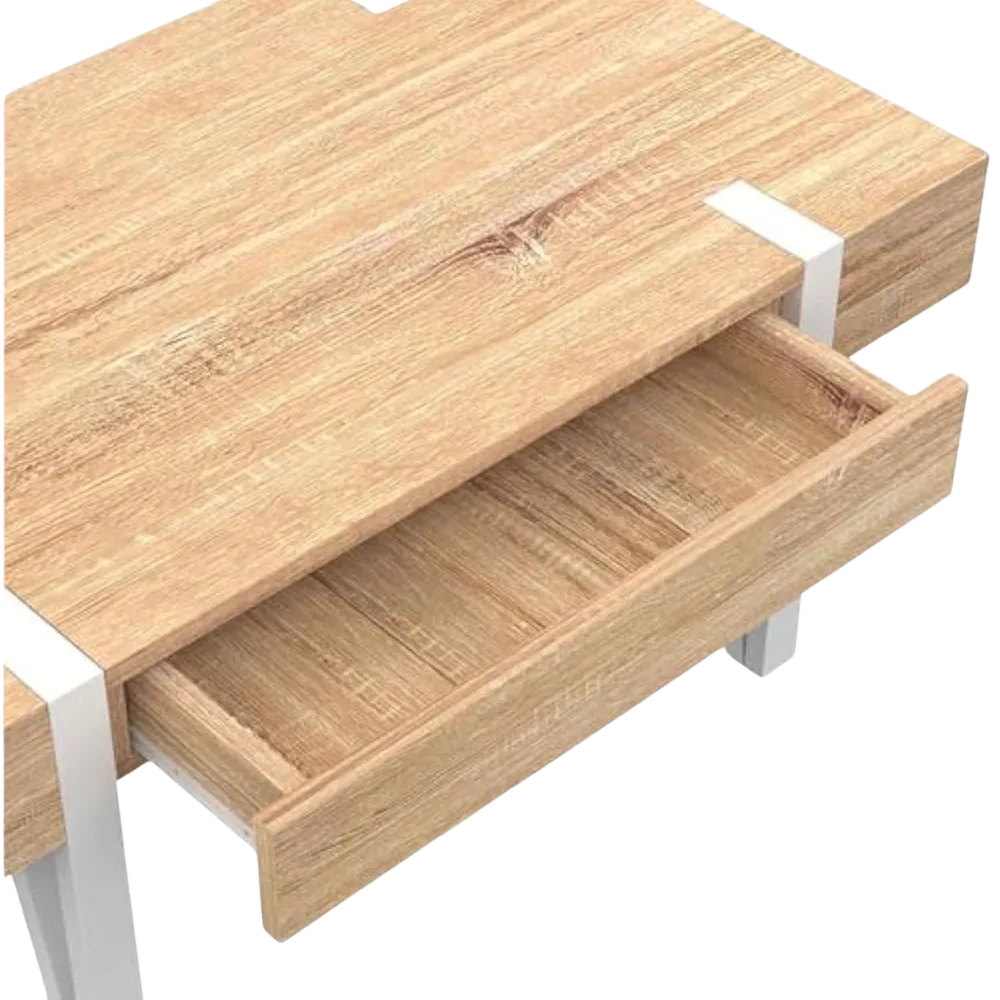 Table basse industrielle bois et métal avec tiroir