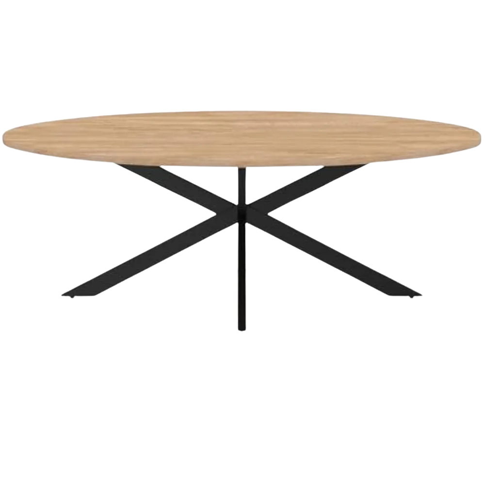 Table basse ovale design en bois et métal