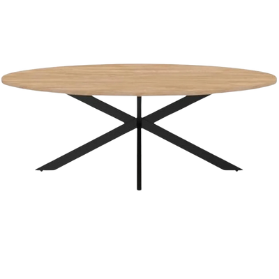 Table basse ovale design en bois et métal