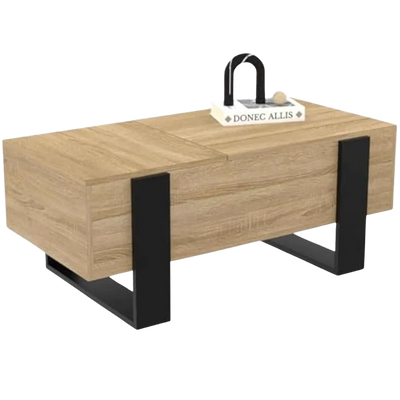 Table basse rectangulaire relevable à double plateau