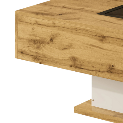 Table basse bois et verre moderne avec LED et rangements