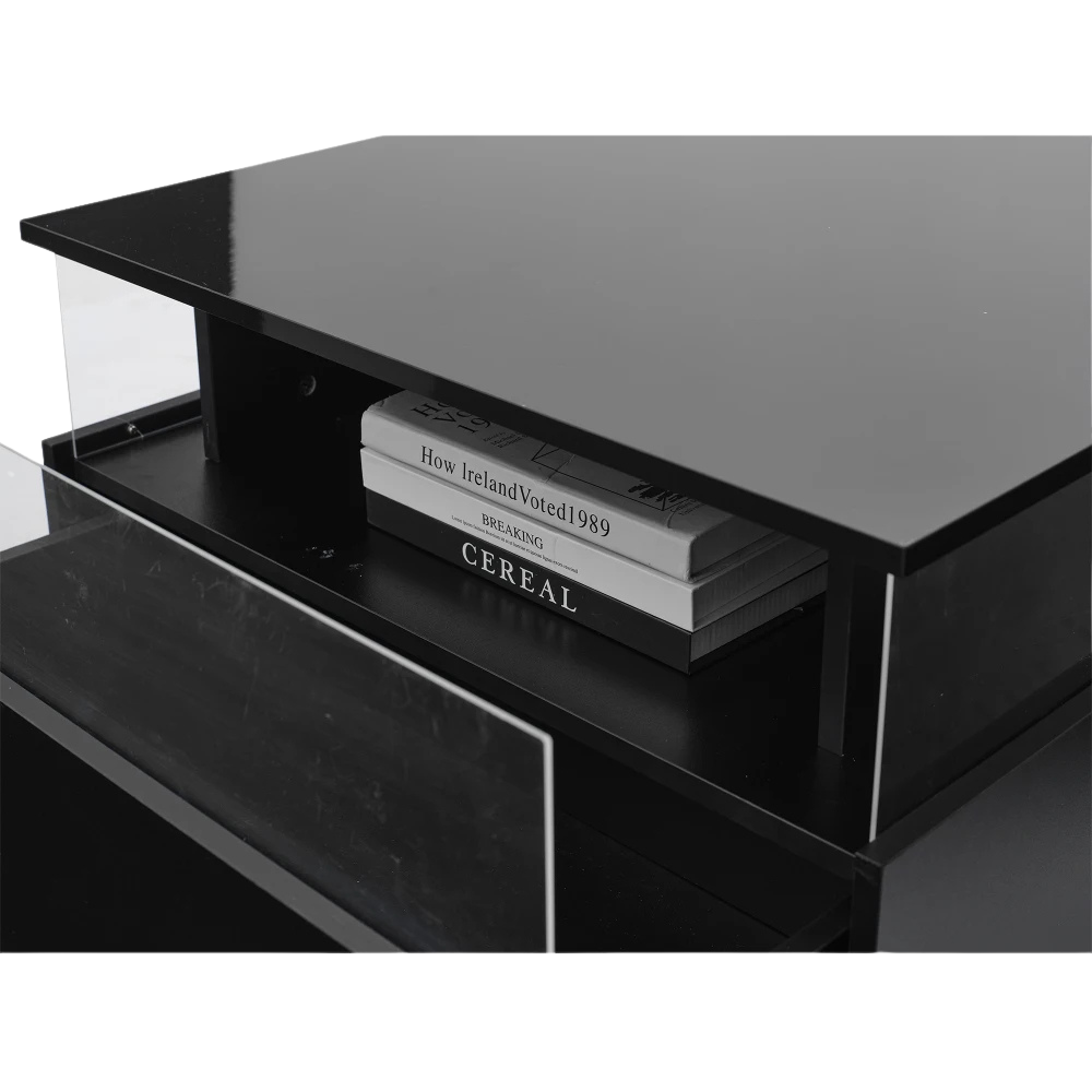 Table basse carrée avec vitrine et LED