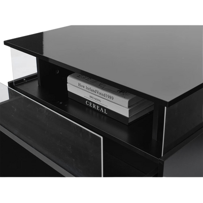 Table basse carrée avec vitrine et LED