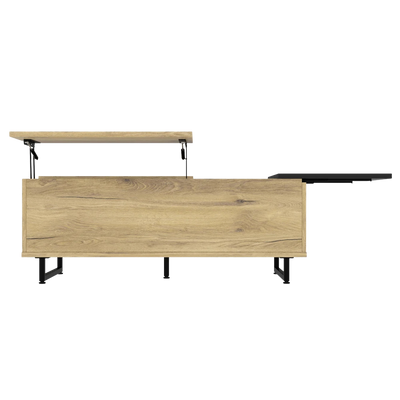 Table basse relevable en bois et métal avec LED