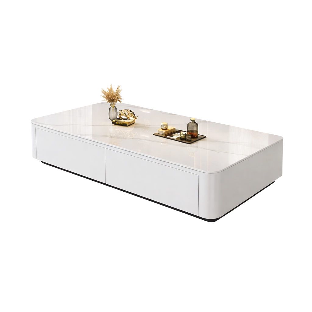 Table basse design effet marbre avec rangements