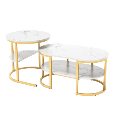 Table basse gigogne marbre avec structure en métal design