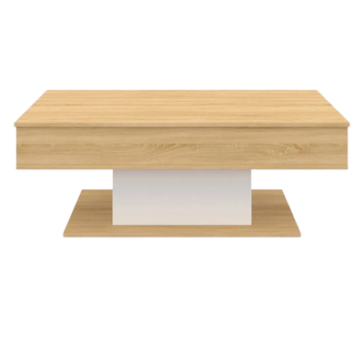 Table basse relevable rectangulaire bois et blanc design