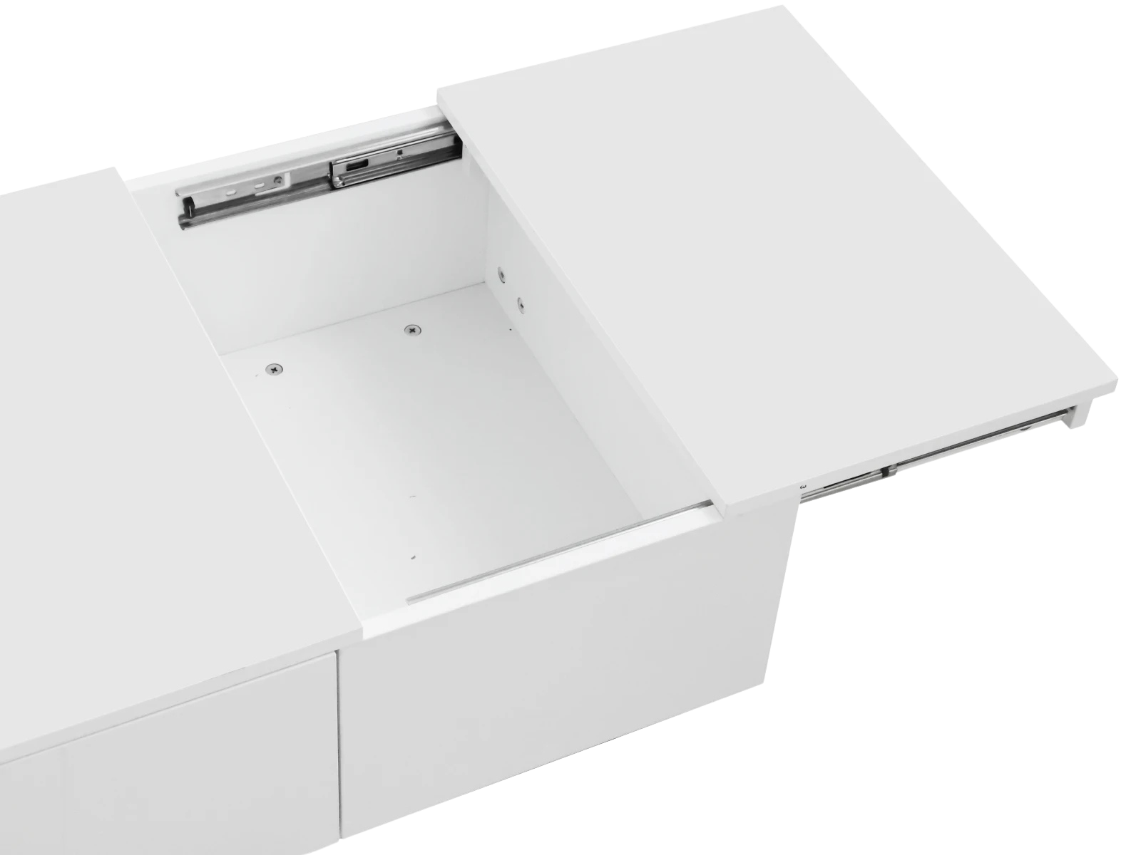 Table basse blanche laquée avec rangement et tiroirs design