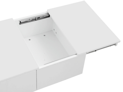 Table basse blanche laquée avec rangement et tiroirs design