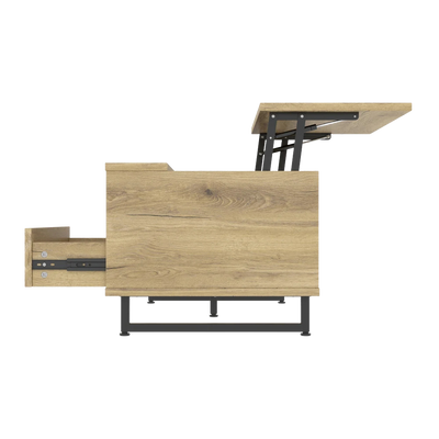 Table basse relevable en bois et métal avec LED
