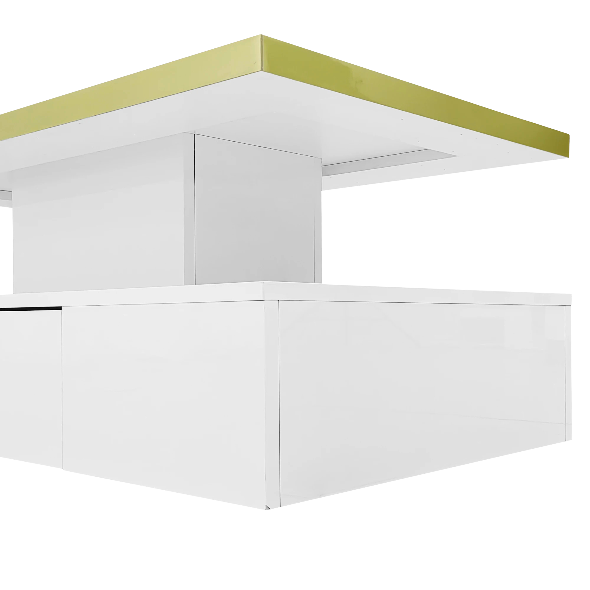 Table basse design à 2 niveaux avec tiroir et LED