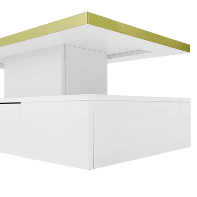 Table basse design à 2 niveaux avec tiroir et LED