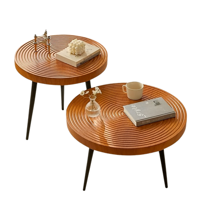 Table basse gigogne ronde japonaise en bois massif