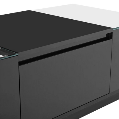 Table basse moderne en verre avec LED et rangements