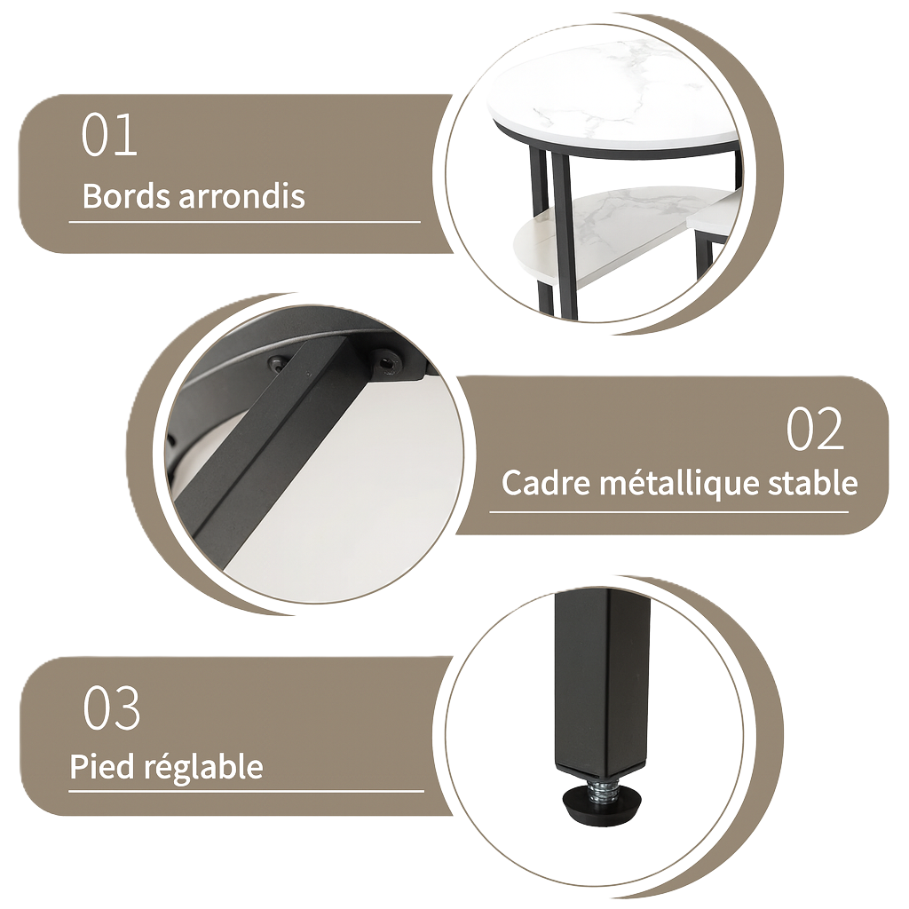 Tables basses gigognes effet marbre avec rangement