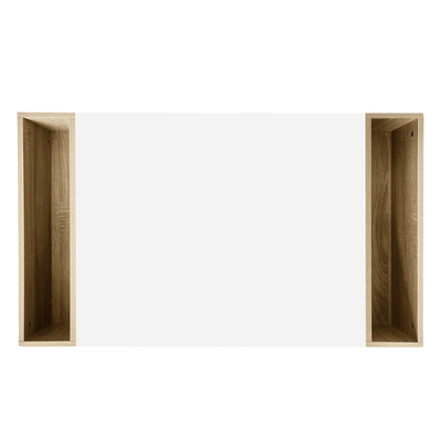 Table basse rectangulaire blanche et bois avec rangement