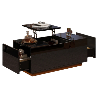 Table basse relevable avec LED et plateau ajustable