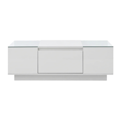 Table basse moderne en verre avec LED et rangements