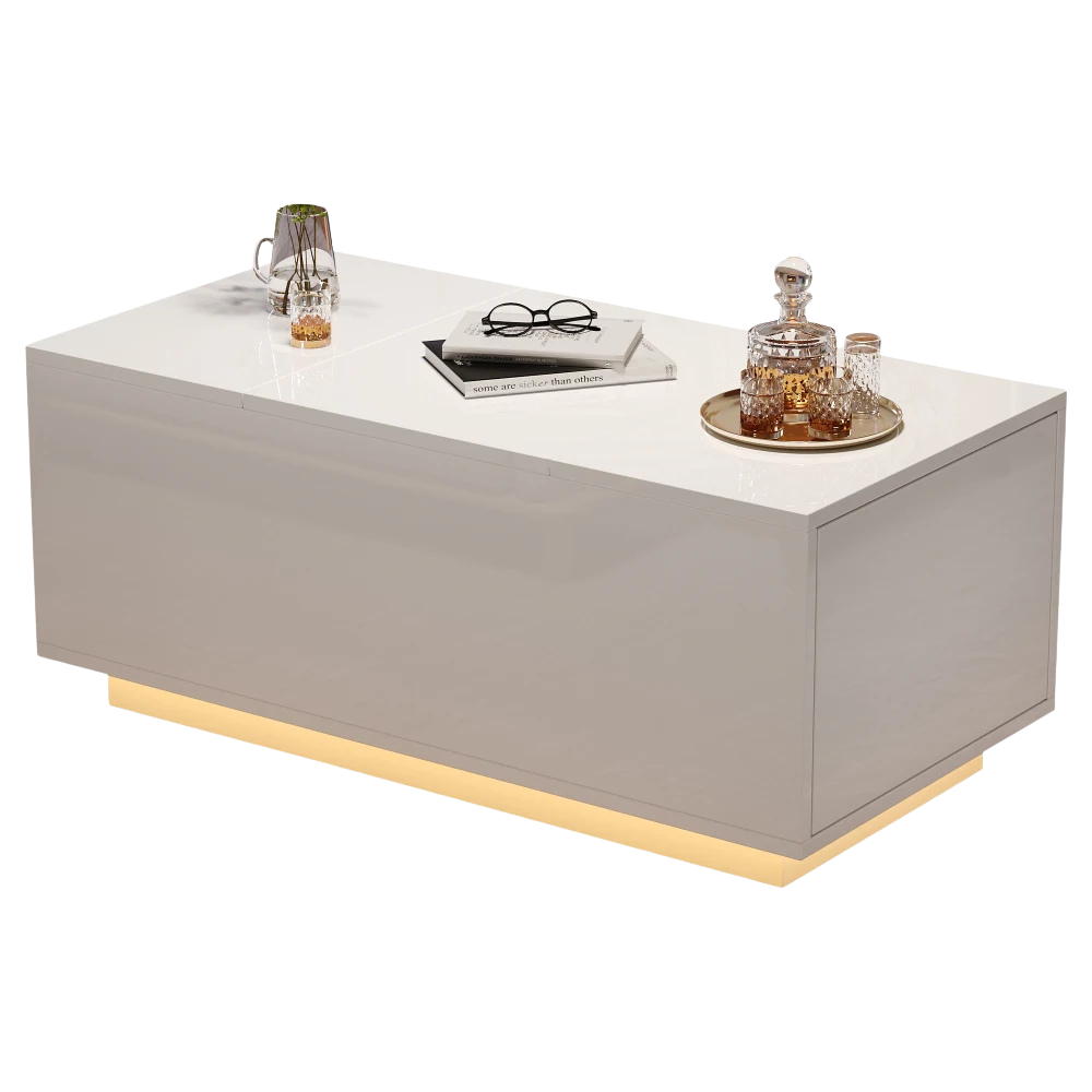 Table basse relevable avec LED et plateau ajustable