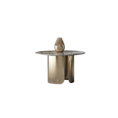 Table basse gigogne ronde en marbre et métal style nordique