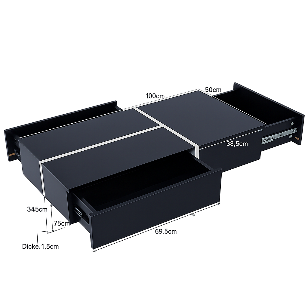 Table basse design noire et blanche avec LED