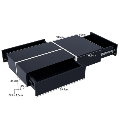 Table basse design noire et blanche avec LED