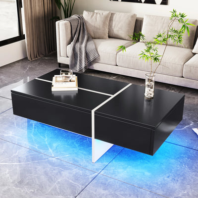 Table basse design noire et blanche avec LED