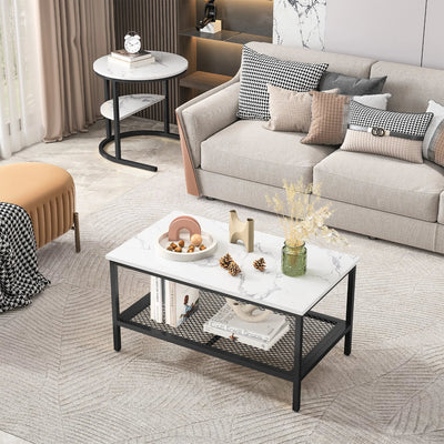 Tables basses gigognes effet marbre avec rangement