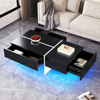 Table basse design noire et blanche avec LED