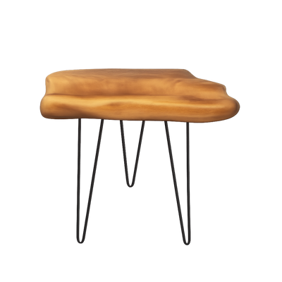 Petite table basse en bois brut au design organique