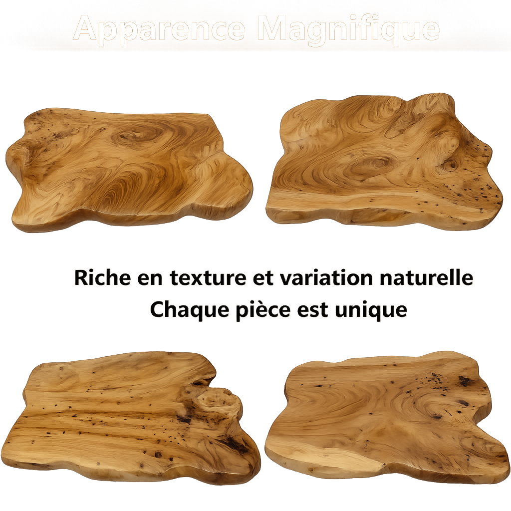 Petite table basse en bois brut au design organique