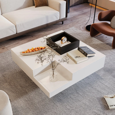 Table basse carrée avec LED et rangement amovible