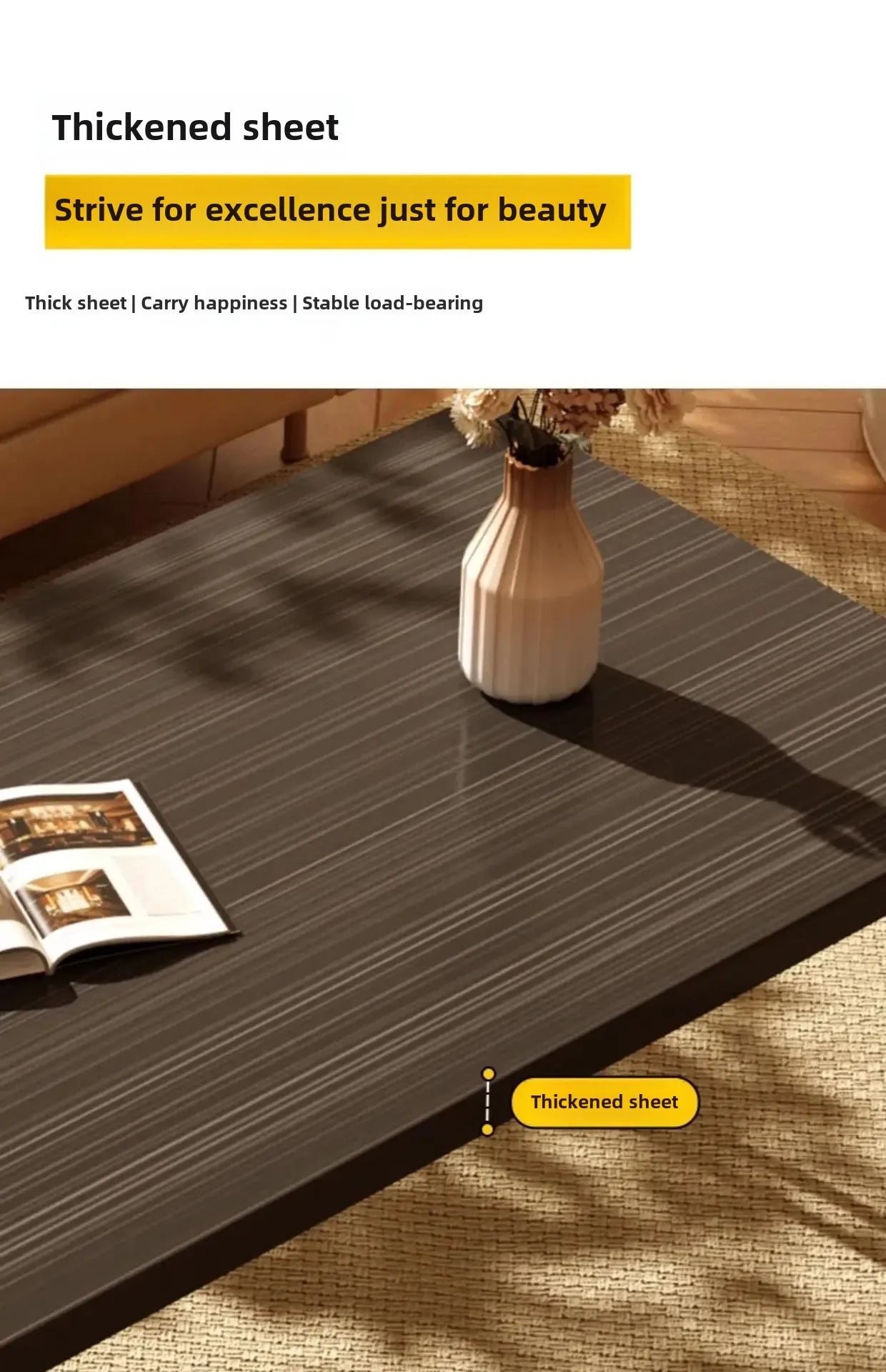 Table basse pliante rectangulaire en bois pour petit espace