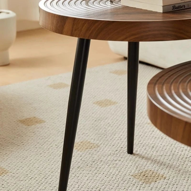 Table basse gigogne ronde japonaise en bois massif