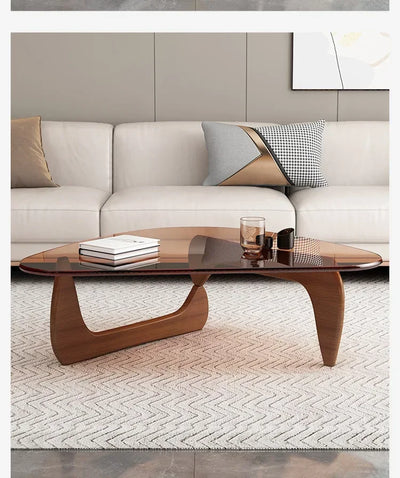 Table basse ovale en verre design scandinave