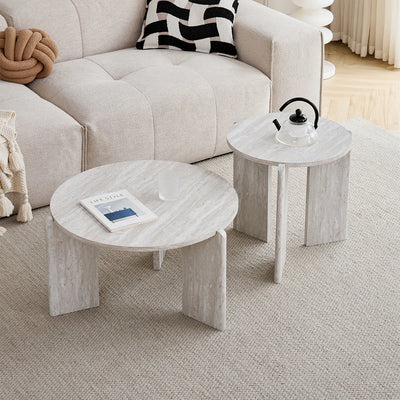 Table basse gigogne ronde en bois design scandinave