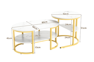 Table basse gigogne marbre avec structure en métal design