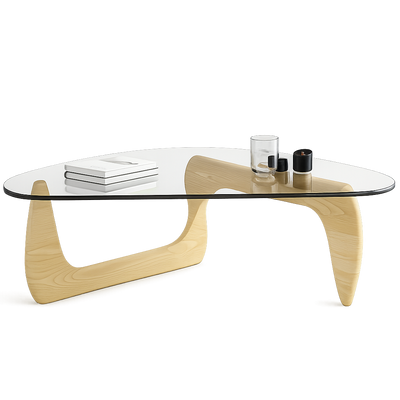 Table basse ovale en verre design scandinave