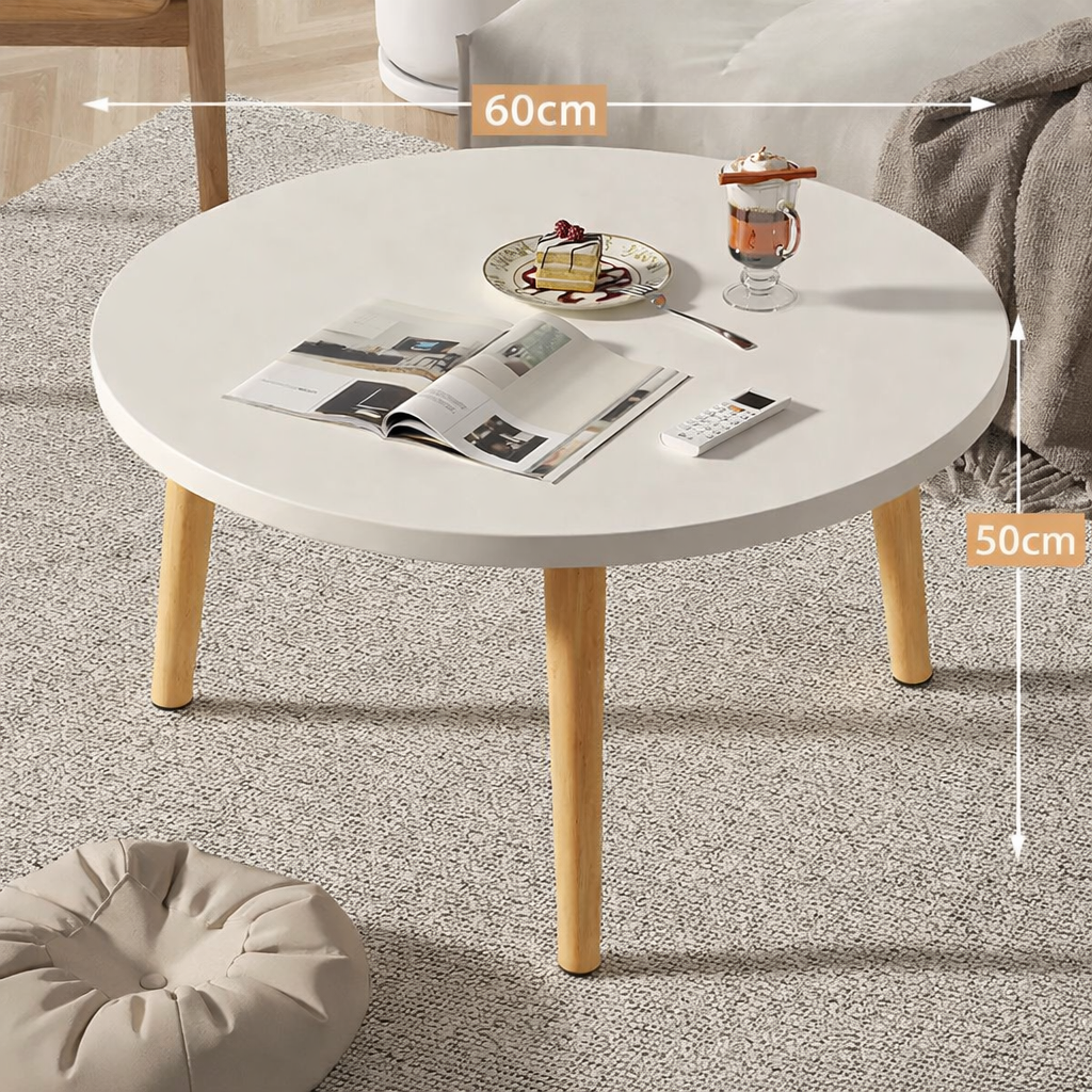 Table basse ronde en bois minimaliste