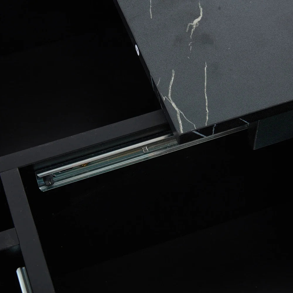 Table basse carrée avec tiroirs et plateau coulissant