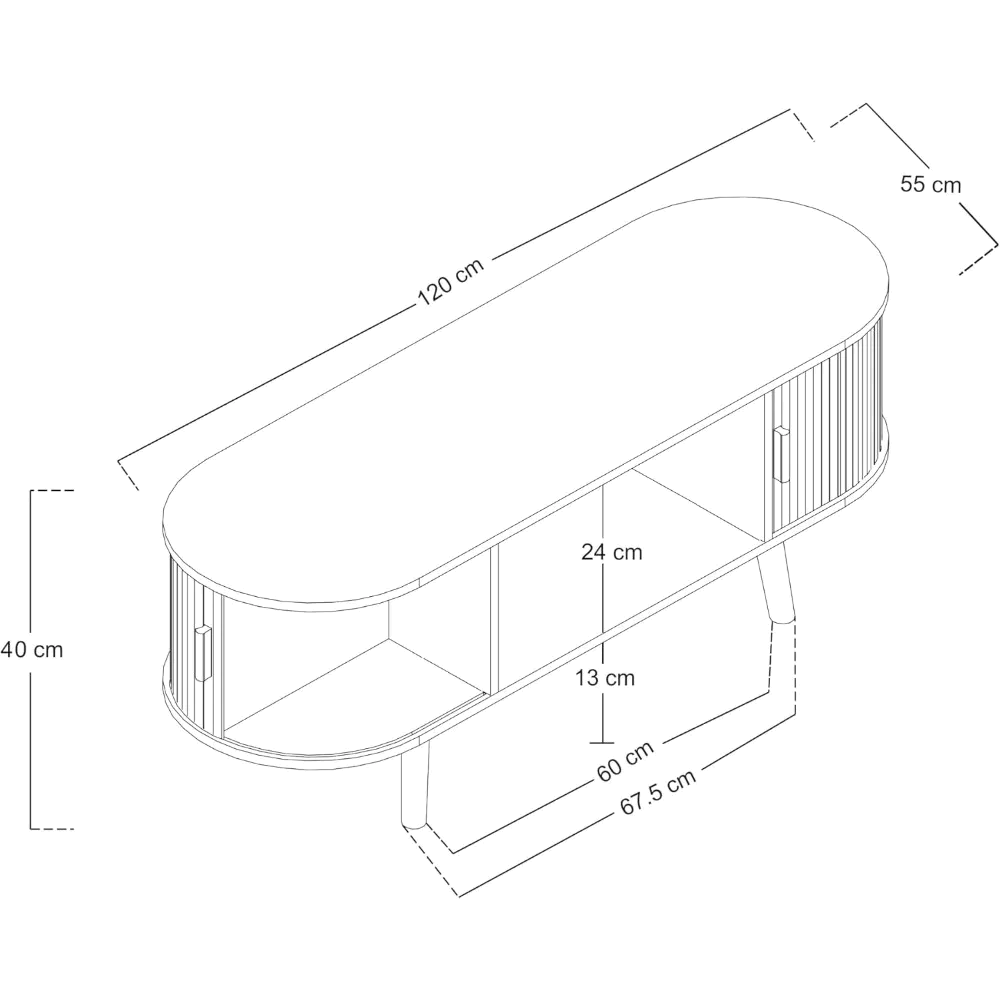 Table basse ovale bois avec rangement au style scandinave