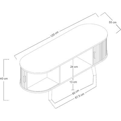 Table basse ovale bois avec rangement au style scandinave